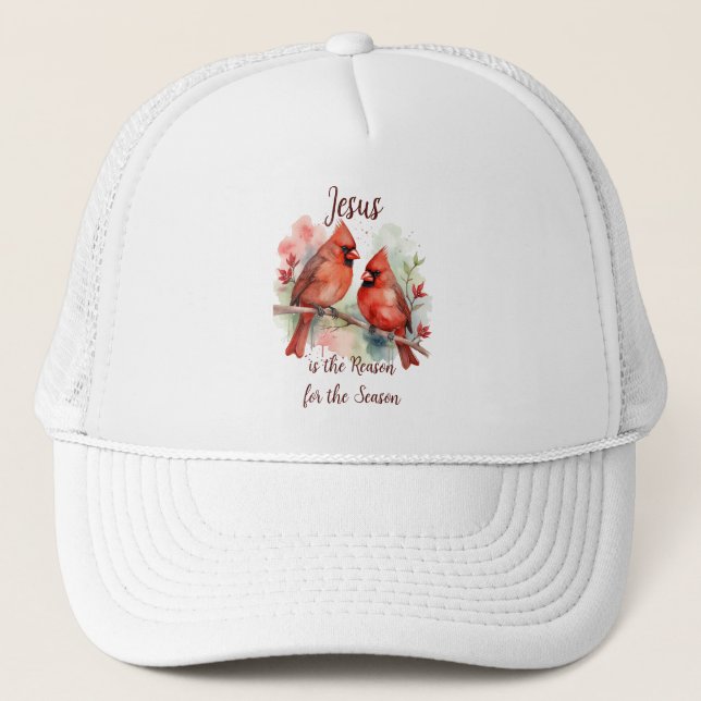 Casquette Cardinal Rouge de Noël Jésus Raison de la Saison (Devant)