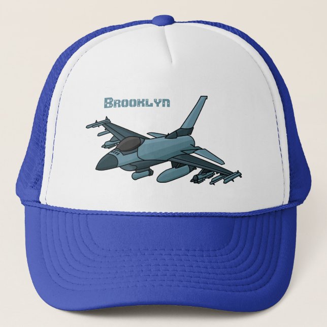 Casquette Caricature d'avion de chasse militaire (Devant)