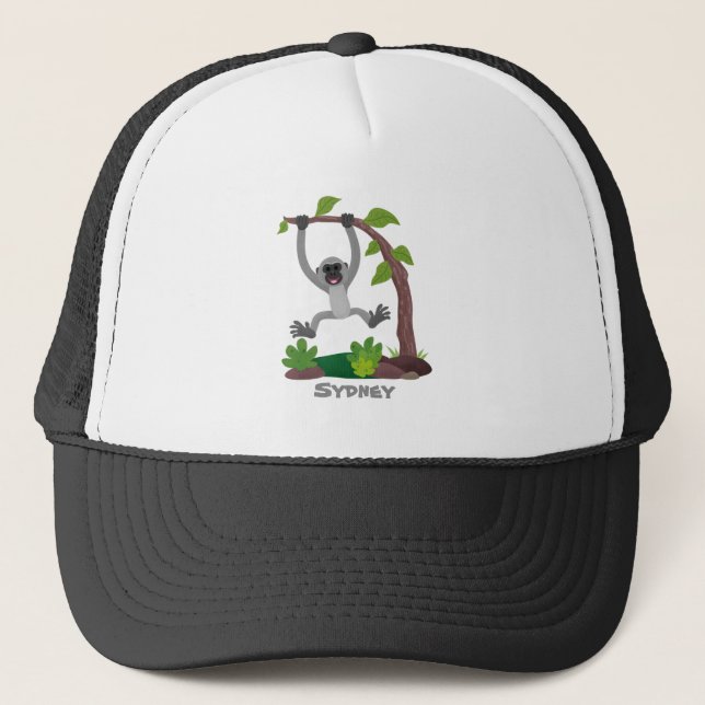 Casquette Caricature de bande de gibbon joyeux (Devant)