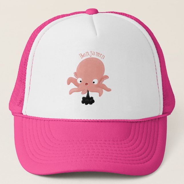 Casquette Caricature de bébé pieuvre rose mignonne humour (Devant)