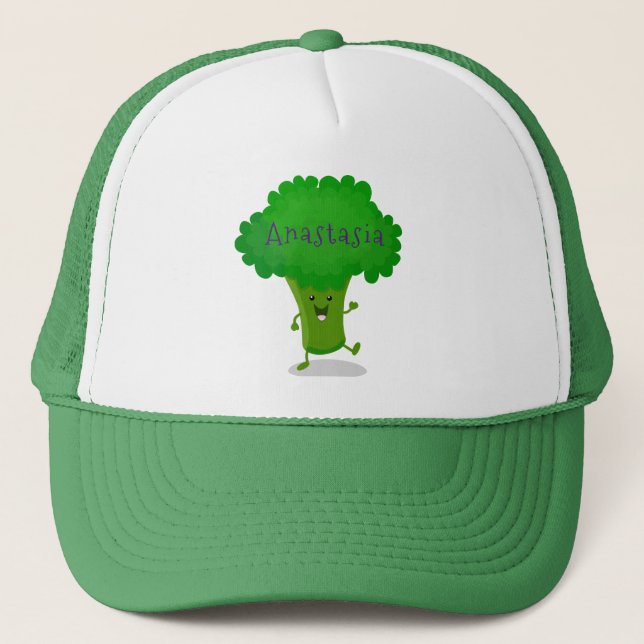 Casquette Caricature de brocoli dansant Cute kawaii (Devant)