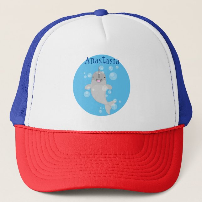Casquette Caricature de bulles de narval joyeux (Devant)