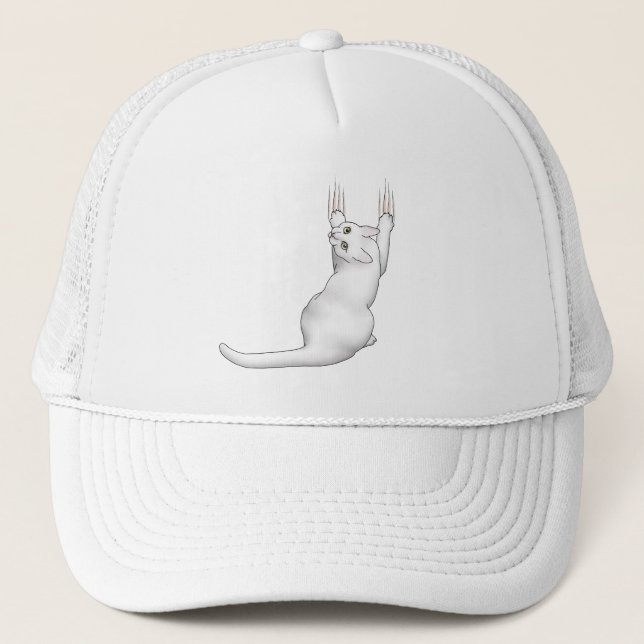 Casquette Caricature de chat blanc dessinant gratter et déch (Devant)