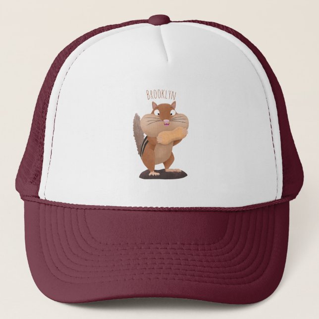Casquette Caricature de chipmunk à grosses joues mignonnes (Devant)