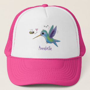 Casquette Caricature de colibri d'abeille mignonne