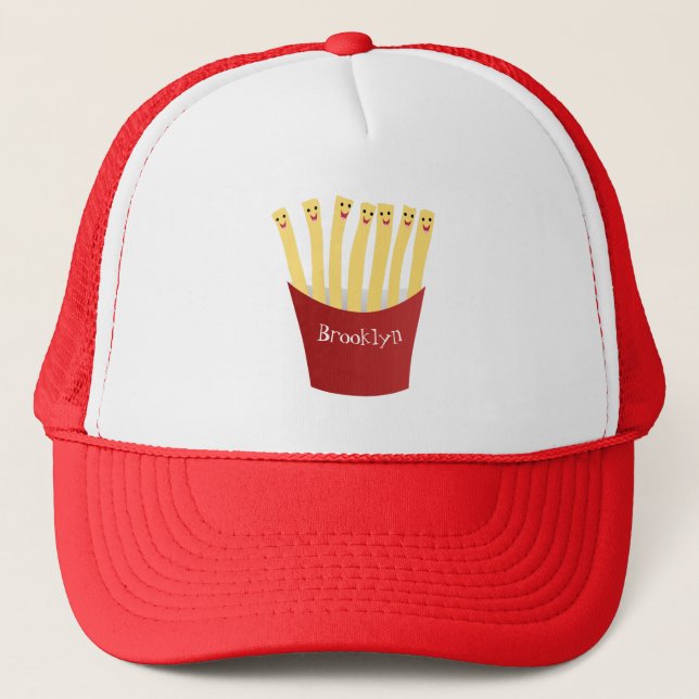Casquette Caricature de frites Cute kawaii fast food (Devant)