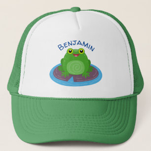 Casquette Caricature de grenouille verte mignonne