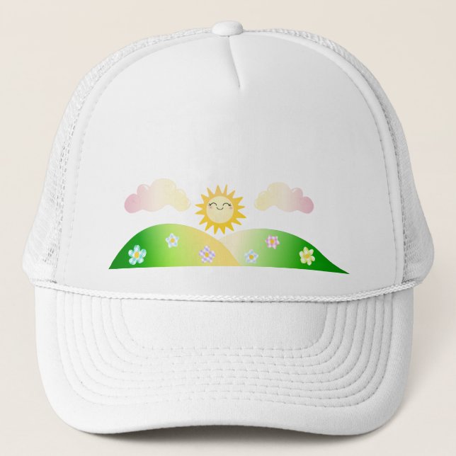 Casquette Caricature de kawaii soleil mignon (Devant)