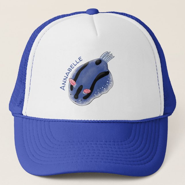 Casquette Caricature de nudibranche bleu mignon (Devant)