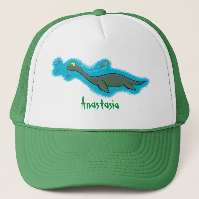 Casquette Caricature de plesiosaure, monstre marin mignon et (Devant)