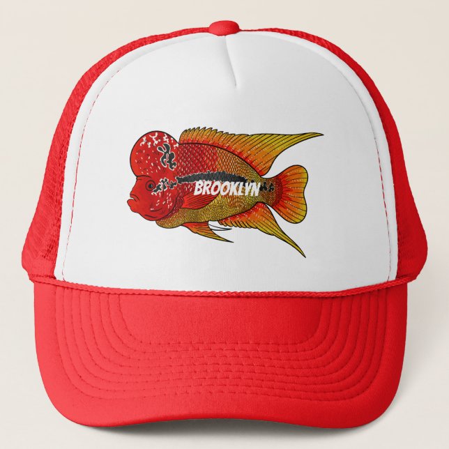 Casquette Caricature de poisson cichlide à fleur (Devant)