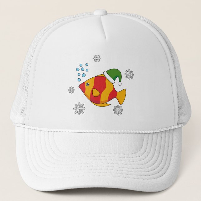 Casquette Caricature de poisson tropical de Noël sur le Moti (Devant)