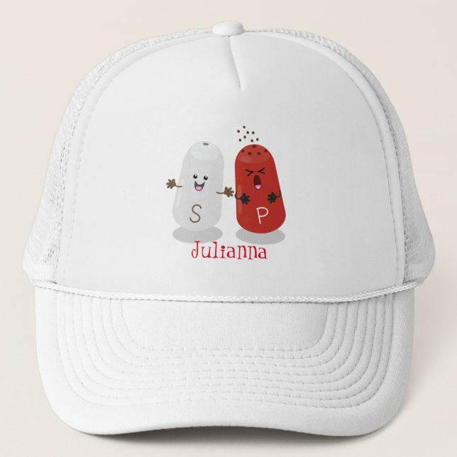 Casquette Caricature de shakers de sel et de poivre de Cute  (Devant)