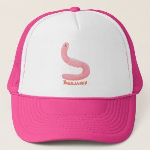 Casquette Caricature de vers de terre rose joli