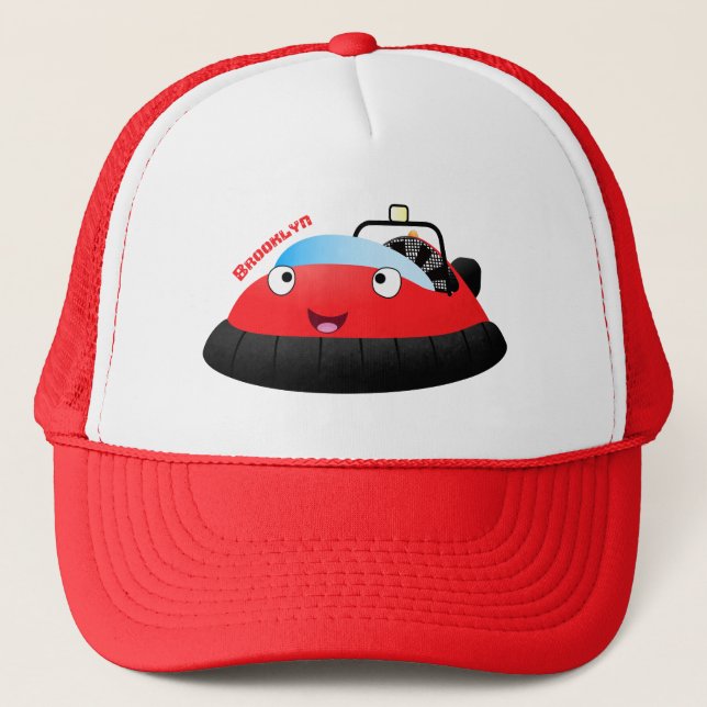 Casquette Caricature d'hovercraft rouge joyeux (Devant)