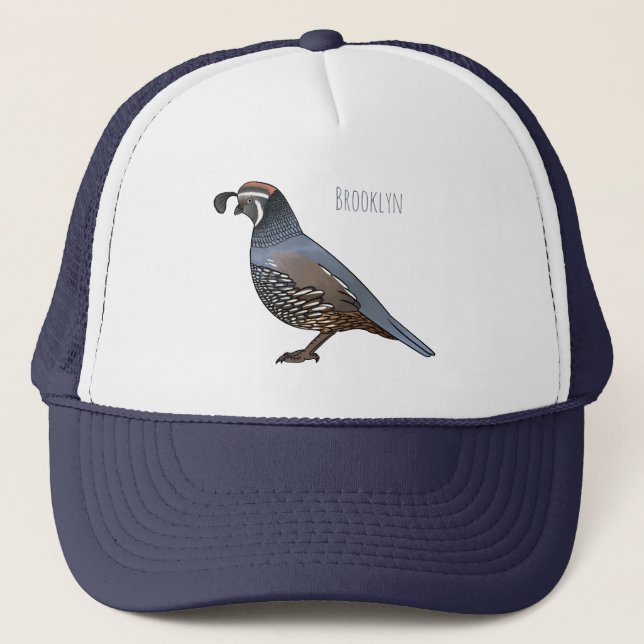 Casquette Caricature d'oiseau de caille de Californie (Devant)