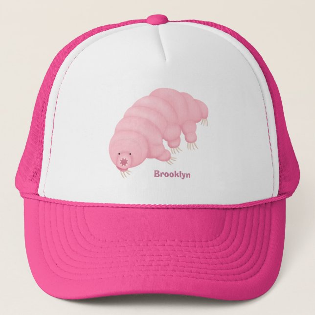 Casquette Caricature d'ours d'eau tardigrade rose mignon (Devant)