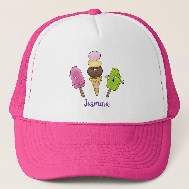 Casquette Caricature drôles de glace popsicle dessin animé t (Devant)