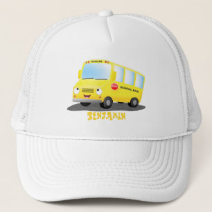 Casquette Caricature du bus scolaire jaune joyeux