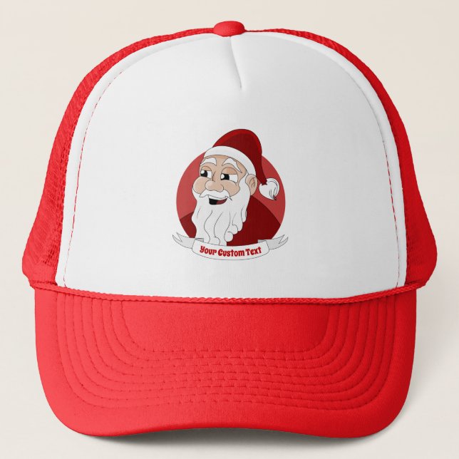 Casquette Caricature du Père Noël souriant Chapeau de camion (Devant)