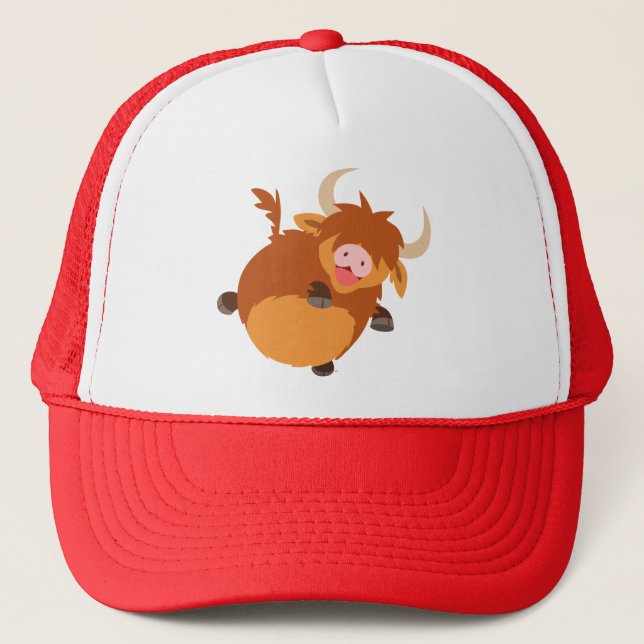 Casquette Caricature flottante mignonne Highland Cow Casquet (Devant)