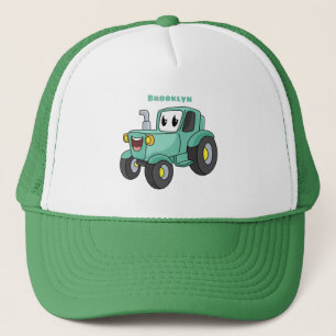 Casquette Caricature joli tracteur vert joyeux