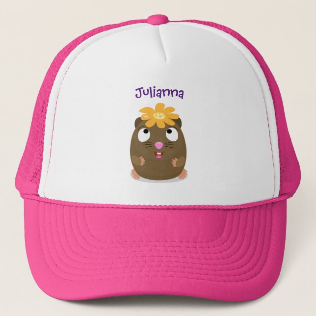 Casquette Caricature joyeuse de cobaye mignonne (Devant)