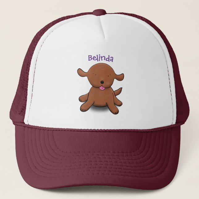 Casquette Caricature pour chien de chiot joyeux (Devant)