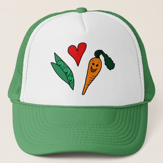 Casquette Carottes d'amour de pois, conception verte et (Devant)