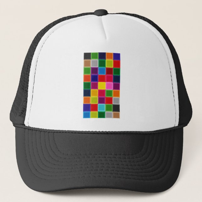 Casquette Carrés multicolores et rayures Girly (Devant)