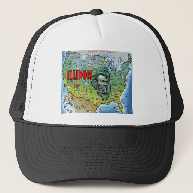 Casquette Carte de l'Illinois États-Unis (Devant)