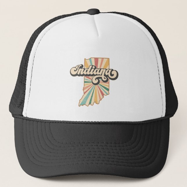 Casquette Carte de l'Indiana Retro | Conception de l'état vi (Devant)
