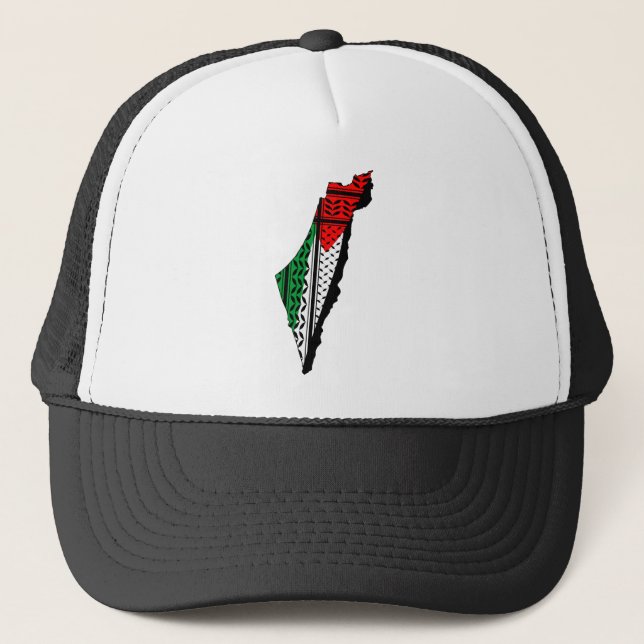 Casquette Carte de Palestine avec drapeau et Motif Keffiyeg (Devant)