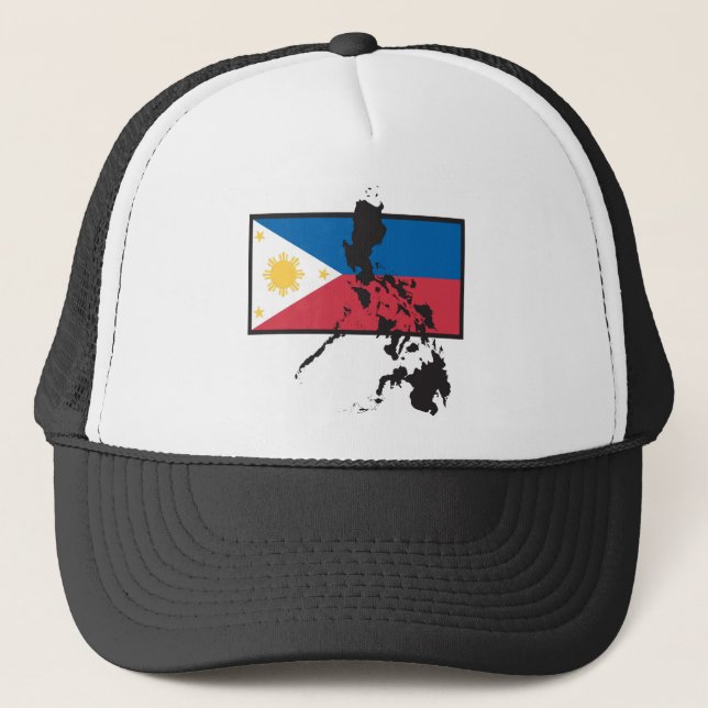 Casquette Carte de Philippines au-dessus de drapeau (Devant)