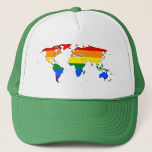 Casquette carte du monde arc-en-ciel LGBT