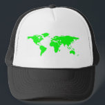 Casquette Carte du monde blanc vert<br><div class="desc">Pop Art Style Carte du monde - Silhouette verte des continents sur surface blanche</div>