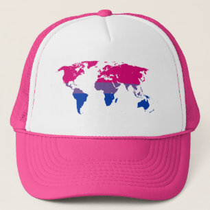 Casquette Carte du monde de la fierté bisexuelle Chapeau