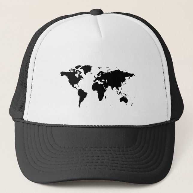 Casquette carte graphique noire du monde (Devant)