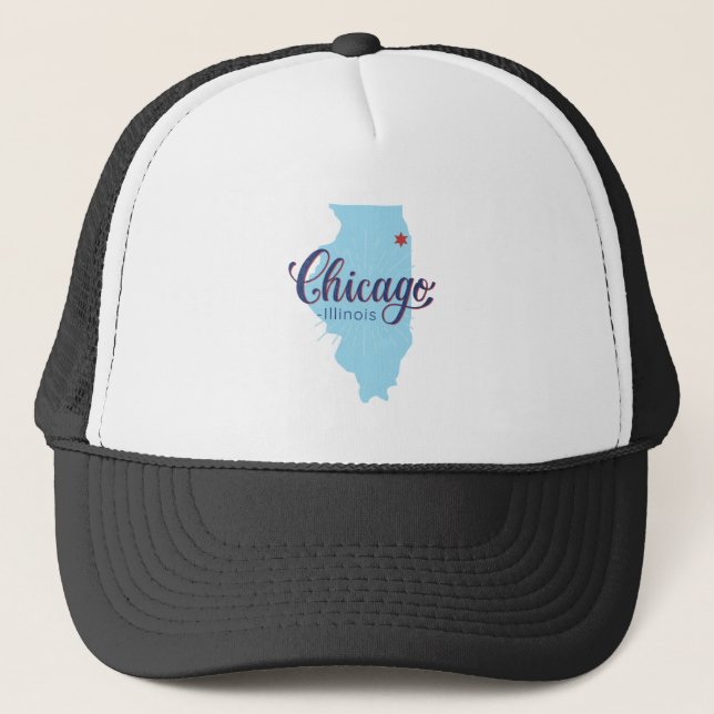 Casquette Carte Vintage de Chicago Illinois (Devant)