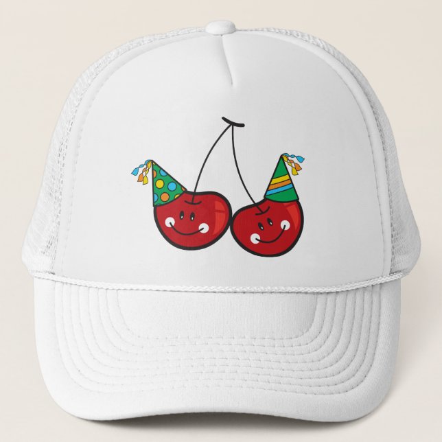 Casquette Cartographier Fun & Red Cheeky Cherries Avec Casqu (Devant)