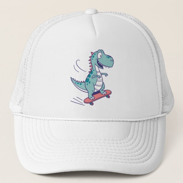 Casquette Cartoon cool T-Rex sur skateboard (Devant)