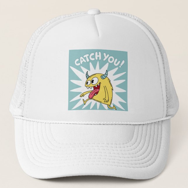 Casquette Cartoon Monster Jaune Courir - Vous Attraper (Devant)