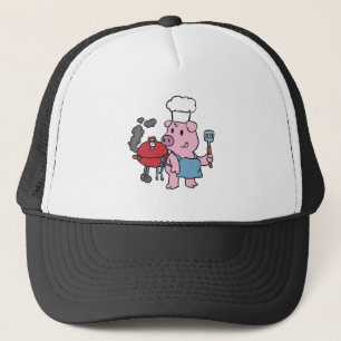 Casquette Cartoon pig making bbq choose backgror