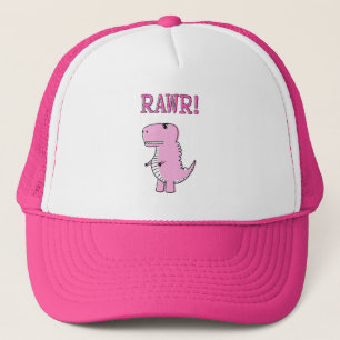 Casquette Cartoon T-Rex Dinosaur Mignonne Et Rose En Colère