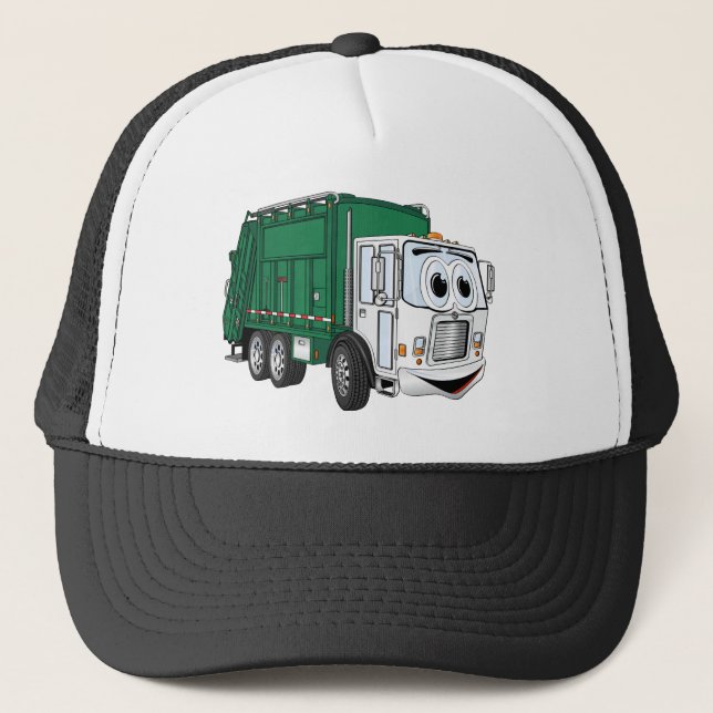 Casquette Cartoon vert blanc souriant à ordures (Devant)