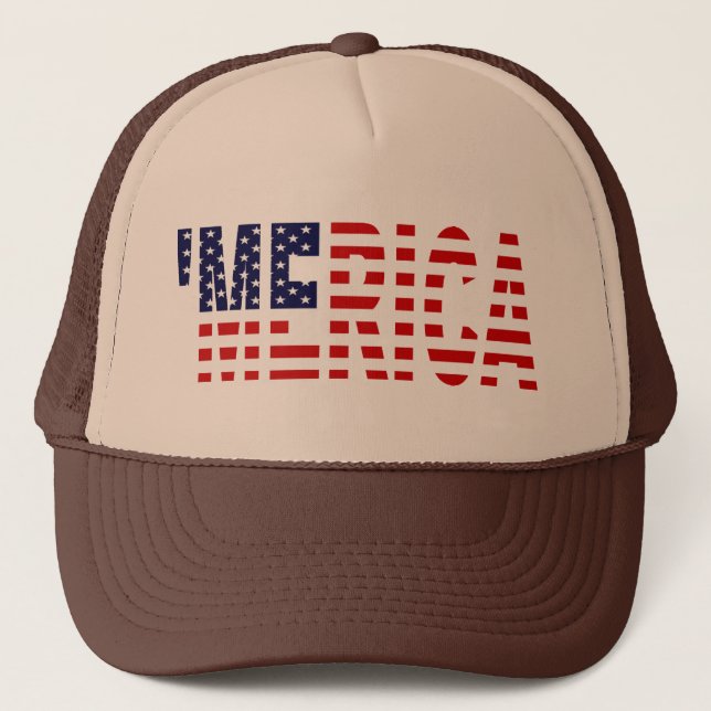 Casquette 'Casquette Brown et bronzage de drapeau de Merica (Devant)