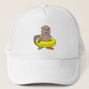 Casquette Castor à la natation avec anneau de natation