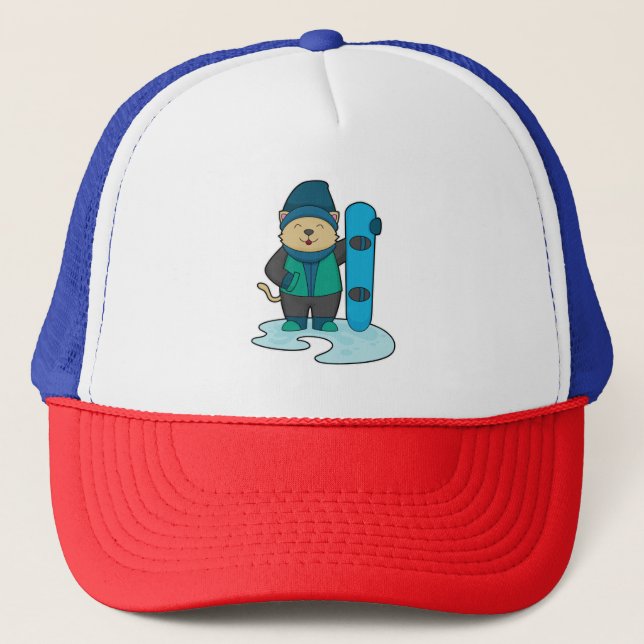 Casquette Cat as Snowboarder (Devant)