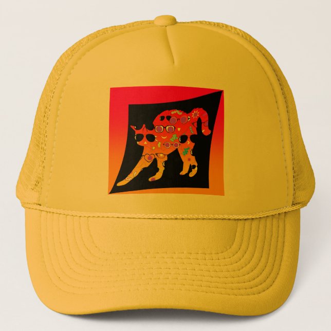 Casquette CAT PORTANT DES LUNETTES Chapeau de camion (Devant)