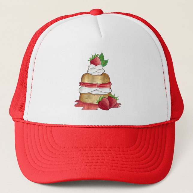 Casquette Câteau de pâtisserie aux fraises Dessert Fraises (Devant)